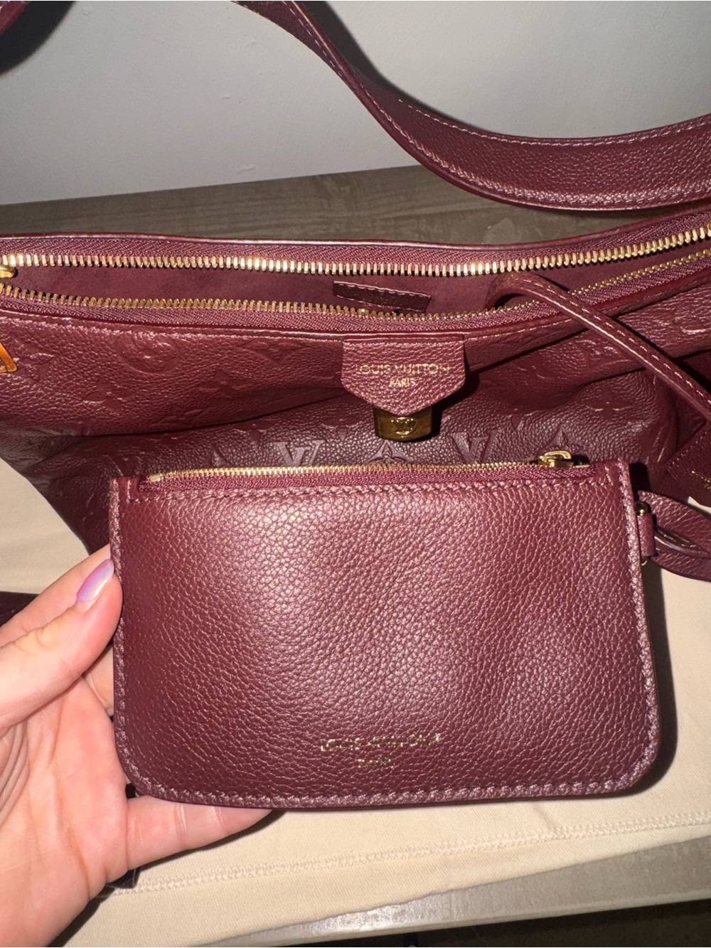 LOUIS VUITTON Authentic Sac Sport Purse PLUS Wallet & Coin Purse - Red/Wine - Picture 14 of 16